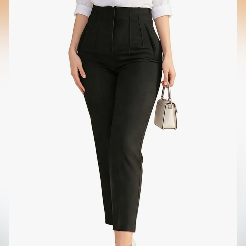 Nine West Black High-Waist Tailored Ankle Pants
